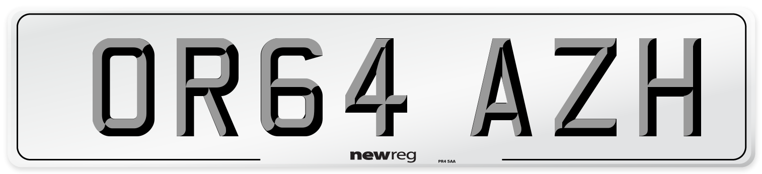 OR64 AZH Number Plate from New Reg